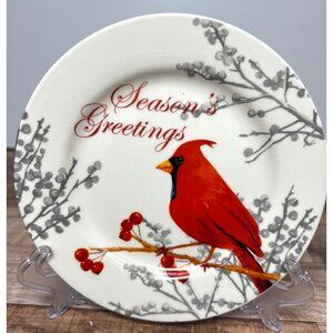 Seasons Greetings Figis Cardinal Plate 6 Inch Decorative Christmas Design